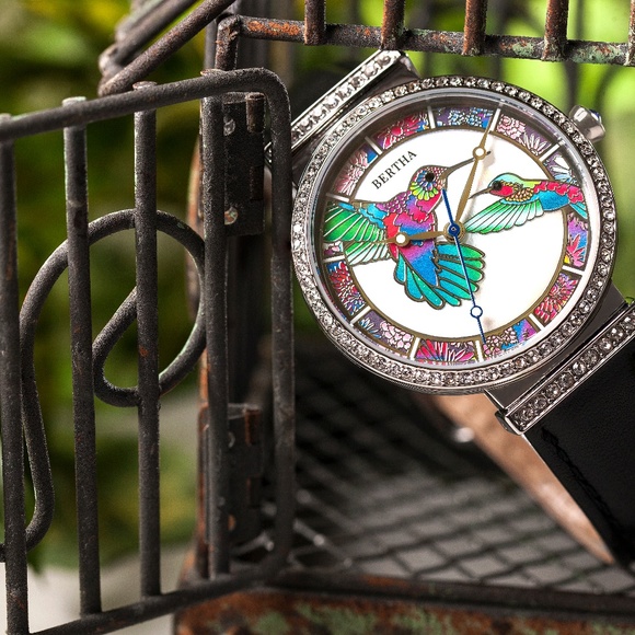 Black Leather Band Watch with Mother of Pearl Dial main image 4